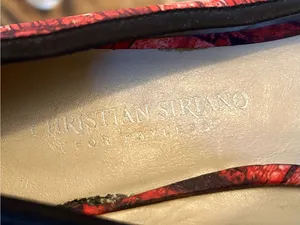 Christian Siriano Red and Black Peep-Toe Flats. Ballerina Open toe EUC thumbnail 11