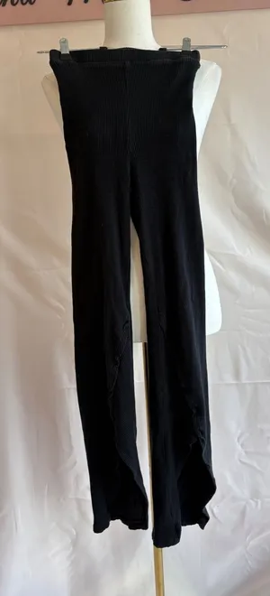 Black Free People Beach Women's XS Ribbed Knit Pants Made in USA thumbnail 1