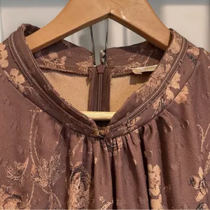 DMN by OZDUMAN Women’s Floral Brown Long Sleeve Maxi Dress with Empire Waist, LG thumbnail 4