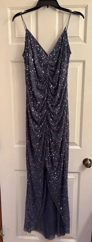 MARINA Sequin Evening Dress Blue Size L thumbnail 1