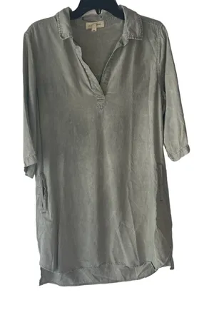 Cloth & Stone Olive‎ Green Tencel Lyocell Shift Dress Pockets M B6582-654-303 thumbnail 1