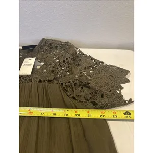 NWT Lane Bryant Size 14 Plus Crochet Olive Green Lined Midi Short Sleeve Dress‎ thumbnail 10