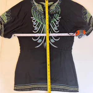 Metropark Boho Embroidered Peacock Tunic Dress Festival Resort Rayon Small Artsy thumbnail 8