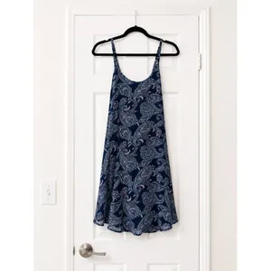 Abercrombie & Fitch Chiffon Strappy Cami Mini Dress Paisley Blue Size Small thumbnail 2