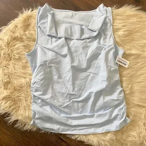 NWT Baby Blue / Light Blue Old Navy Side Cinched Cowl Neck Tank Top L thumbnail 3