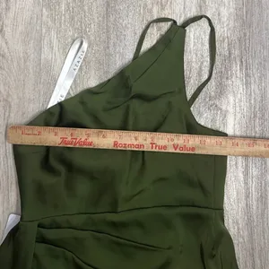 Azazie Maron Junior Olive Green Satin Maxi Dress Bridesmaid Women's Size J10 thumbnail 7