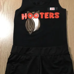 B64 #28 Womens Hooters Girl Uniform Tank Top & Shorts Black Size Xs/Xxs thumbnail 6