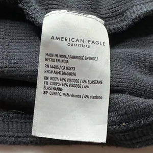 American Eagle Womens Large Dark Gray Ribbed Short Sleeve Button Front Top thumbnail 6