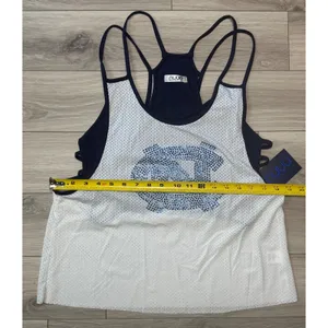 Nuyu UNC Tar Heels Mesh Rhinestone Spaghetti Tank Top Navy White Large New thumbnail 3
