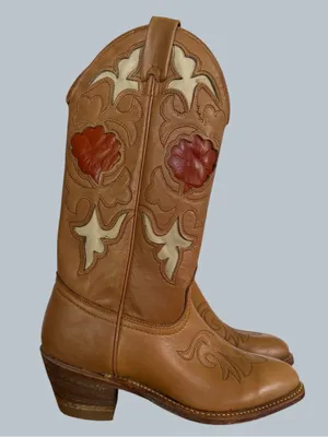 Texas Vintage Women's Mid Calf Western Cowgirl Boot Size 5.5 #267024 thumbnail 1