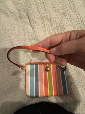 Coach Multicolored Striped Leather Wristlet Clutch thumbnail 4