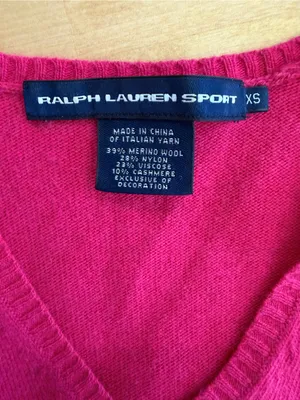 Ralph Lauren Sport Pink V-Neck Cashmere Blend Long Sleeve Sweater thumbnail 3