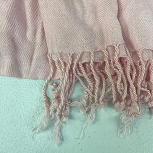 Adult light pink tassel thin knit fashion wrap around scarf basic‎ casual warm thumbnail 2