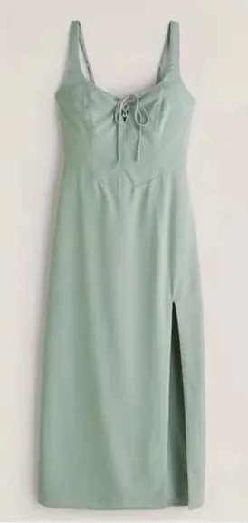 Abercrombie & Fitch Mint Green Corset Lace Up Midi Dress Size Small thumbnail 1