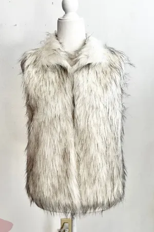 White Faux Fur Vest Y2K‎ 2000s Festival Retro Snow Bunny Winter Large thumbnail 1