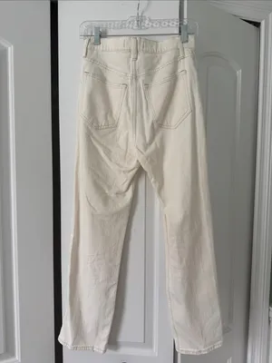Abercrombie & Fitch Off-White Cropped Ankle Jeans thumbnail 4