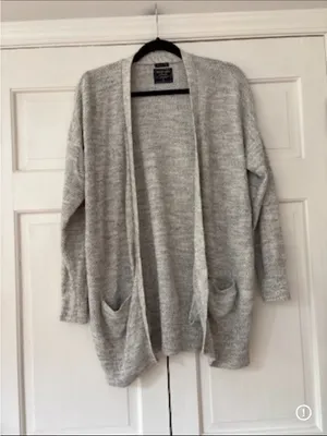 Abercrombie & Fitch Gray 100% Cotton Oversize Open Front Cardigan Sweater Medium thumbnail 3
