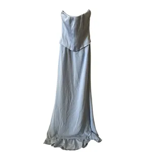 Oh Polly Avielle Satin Corset Bridesmaid Maxi Dress Sky Blue Size 2 New thumbnail 6