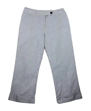Pendleton Gray and White Seersucker Straight Leg Trousers Size 10 Cuffed Stripes thumbnail 1