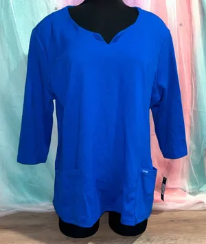 Jaanuu Royal Blue 2X Scrub Top NWT thumbnail 1