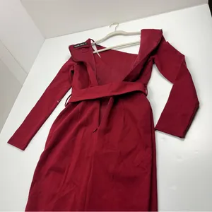 Lavish Alice Ruby Long‎ Sleeve Ponte Midi Dress Burgundy Womens US Size 6 NEW thumbnail 14