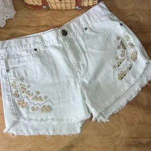 Free People Gold Geo Embroidered Hight Waist Shorts thumbnail 1