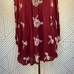 Free People Embroidered Austin‎ Mini Dress Maroon thumbnail 5