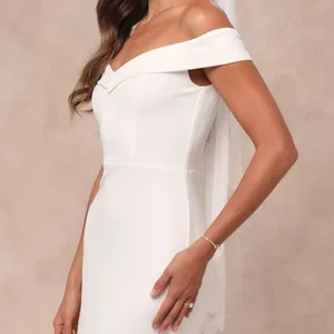 Lulus Luxe Bridal NWOT Arienne White Off-the-Shoulder Mermaid Maxi Wedding Dress thumbnail 3