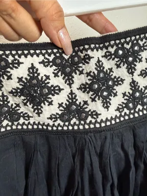 Free People Black Mini Skirt Boho Embroidered Mirror Fairycore Flirty Whimsygoth thumbnail 8