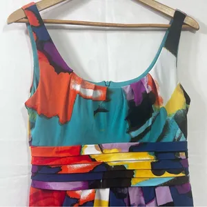 Bisou Bisou Multi Color Pleated Sleeveless Dress Size 12 thumbnail 4