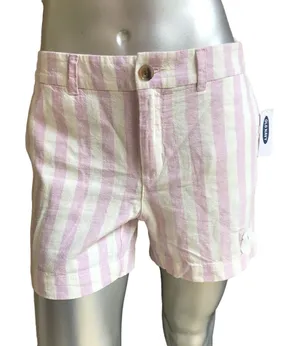 NEW Old Navy Striped Linen Blend Purple White Shorts Women's Size 6 NWT $27 thumbnail 1