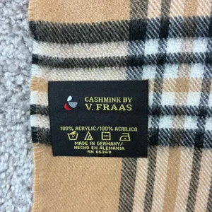 V Fraas Casanova Scarf Tan Plaid Fringe Made Germany Preppy Old Money Classic OS thumbnail 5