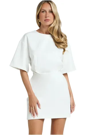 Showpo Karyna Shirt Dress Dress in White size 2 NWT thumbnail 1