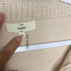 Entro Cream and Black Striped V-Neck Sweater thumbnail 4