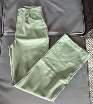 Zara Light Green Leather Pants thumbnail 1