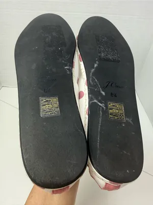 J. Crew Cream Canvas Flats with Rose Polka Dots size 8.5 thumbnail 6