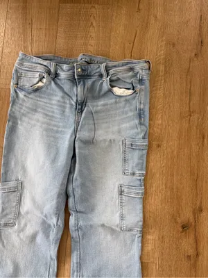American Eagle Kick Boot Cargo Flare Jeans Size 14 Short Light Wash thumbnail 2