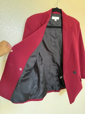 Zara Womens XS Burgundy Red Double Breasted Blazer Oversized Tailored Jacket thumbnail 7