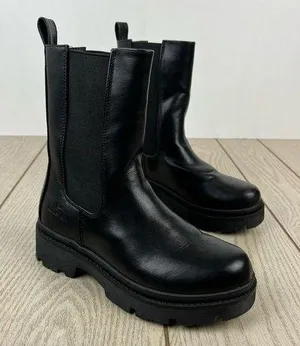 H by Halston Rio Lug Sole Tall Chelsea Boots US6/EUR36.5 Black Vegan Leather $125 thumbnail 1