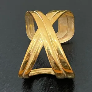 Vintage MCM Gold Brass Figure 8 Open Cuff Bangle Bracelet 57g thumbnail 10