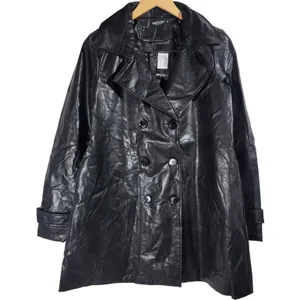 Nasty Gal Collection Black Faux Leather Longline Trench Coat Jacket Women's‎ M thumbnail 1