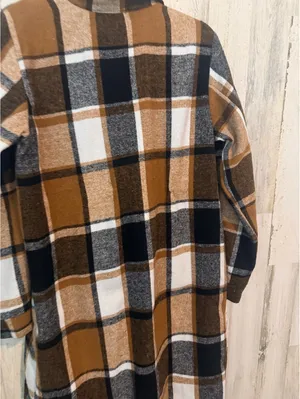 Women Regular M (6) Plaid Button-Up Shirt Dress Long Sleeve thumbnail 8