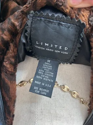 LIMITED London Paris New York leather black jacket soft sz M w hood faux fur thumbnail 5