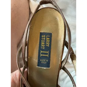 Vintage Larry Stuart Slingback Pumps Shoes Women Size 8.5 Brown Gold leather thumbnail 5