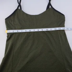 Athleta Chi Mesh Tank Top Olive Green Strappy Back Built in Bra Size Medium thumbnail 9