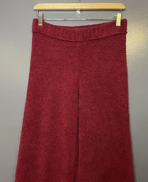 Aerie Pants Womens Small Red Fuzzy Knit Wide Leg Cozy Lounge Sweatpants thumbnail 1