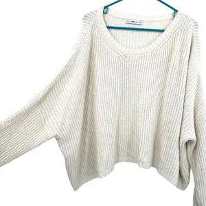 Zara Size Small Chunky Heavy Knit Sweater Cropped White Cream Oversized‎ Fit thumbnail 2