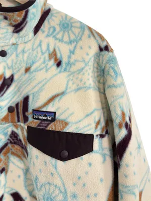 Patagonia Synchilla Snap-T Pullover Fleece Womens L Harvest Moon Owls Cream Blue thumbnail 5
