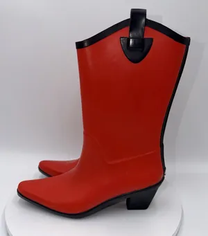 DAV Red Cowgirl Western Tall Rain Boots Women's Size 8 Waterproof thumbnail 1