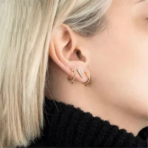 18K Gold Plated Hollow Flower Hoop Earrings for Women thumbnail 3